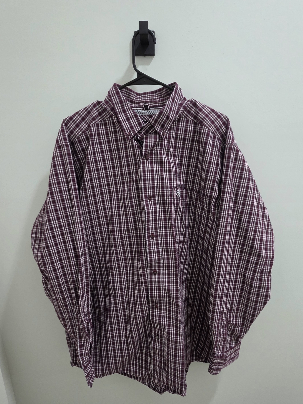 Ariat Men's PRO Series Maroon Plaid Button-Down Shirt XL